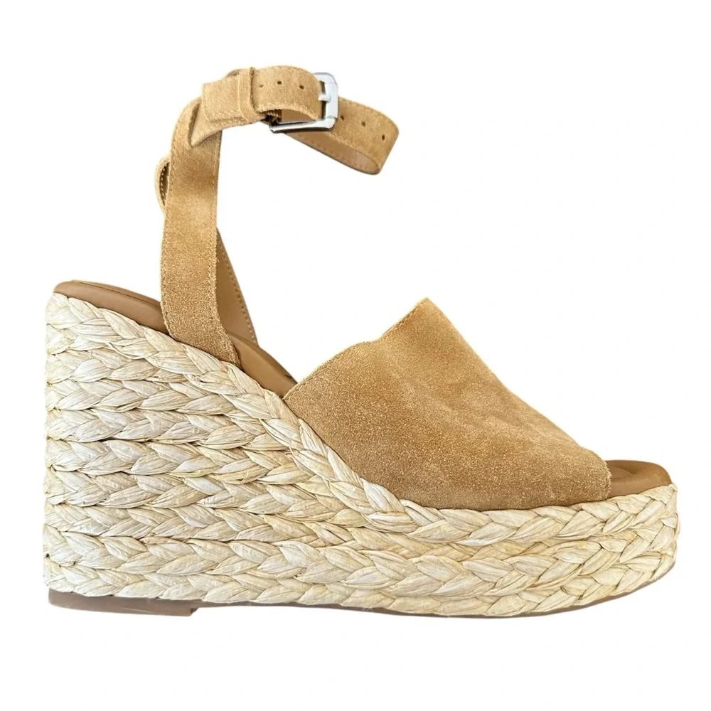 Mark Fisher Nelly Ankle Strap Espadrille Platform Wedge‎ Suede Sandals Size 9.5